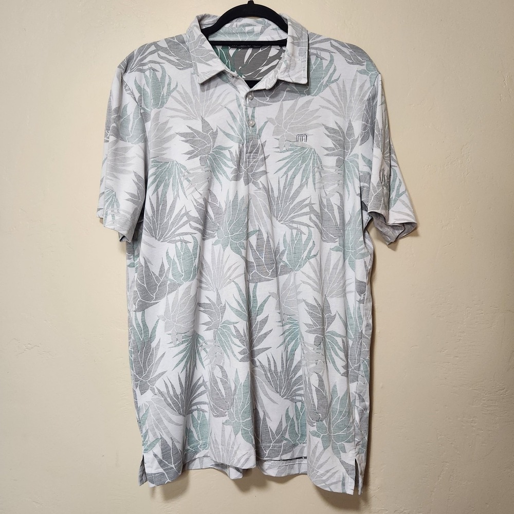 Travis Mathew Golf Polo Shirt Short Sleeve Size Large‎ Succulent Pattern - Picture 2 of 8